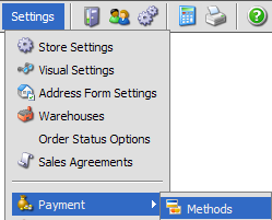 payment methods menu