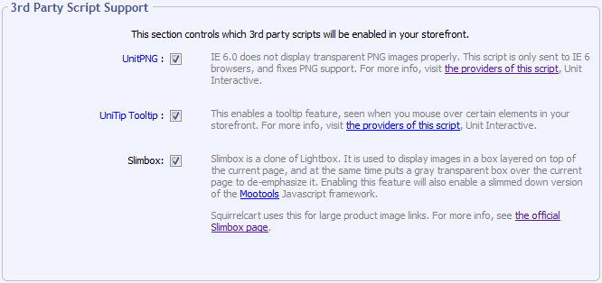 3rd party script support