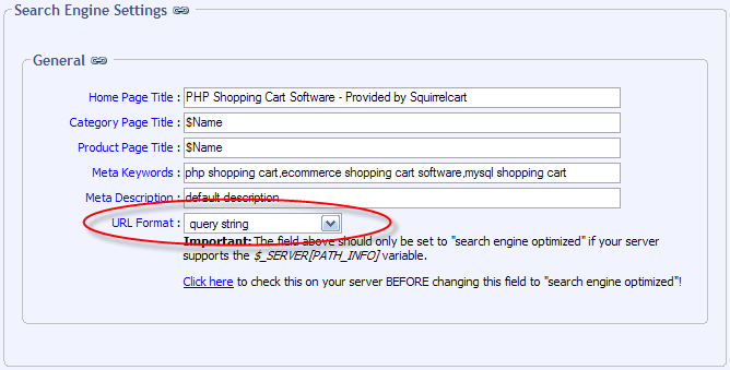 search engine settings