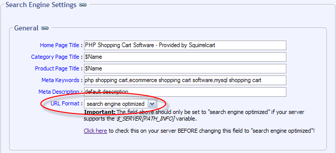 search engine settings