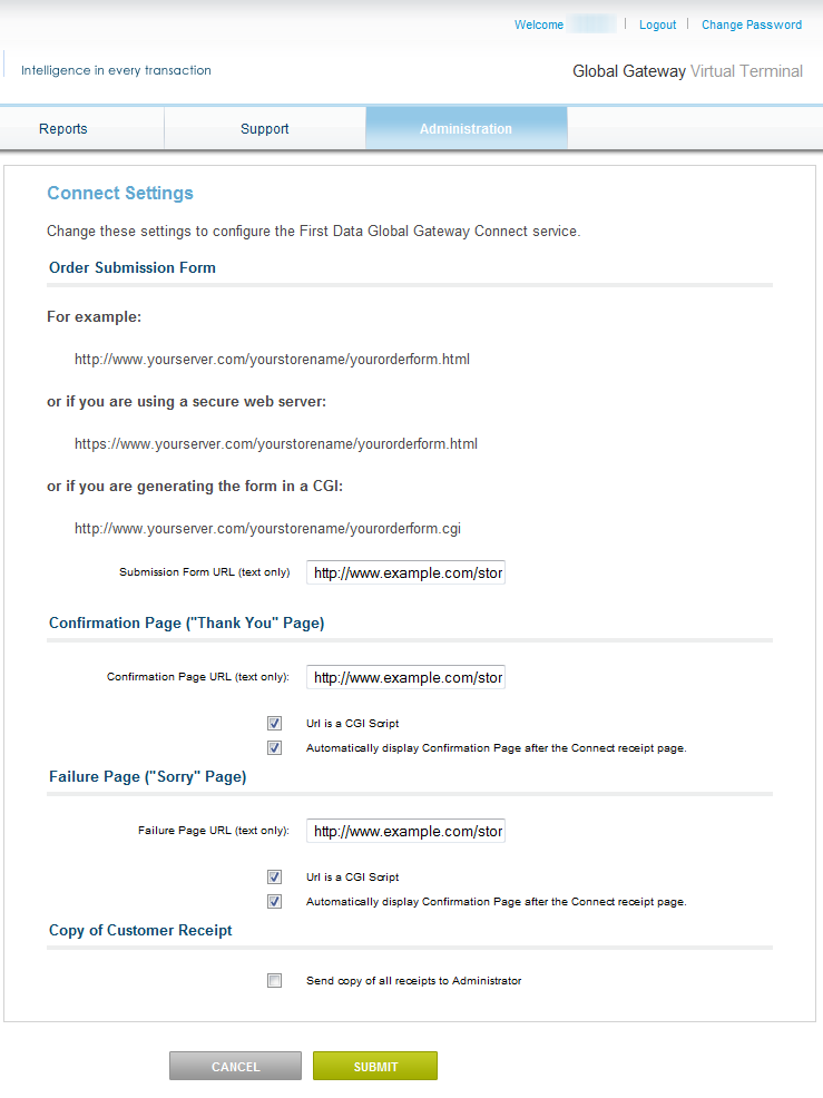 LinkPoint Central Customization