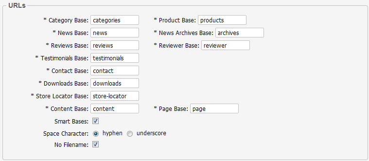 SEO URL settings