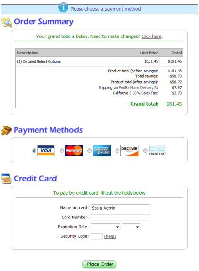 payment form