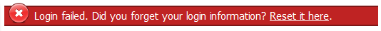 login failure message