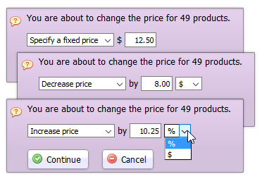 Bulk price change tool